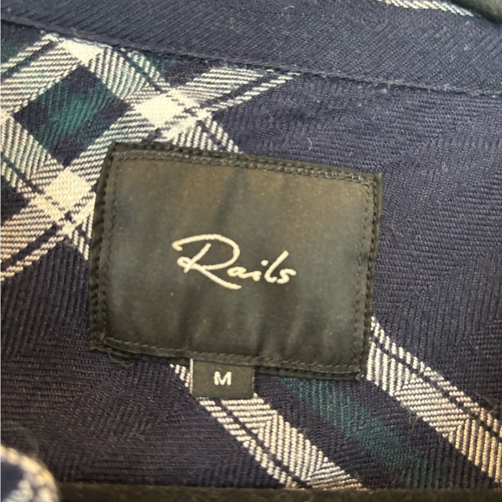 Rails Navy Plaid Flannel Button-Down Shirt 116 - Picture 4 of 6
